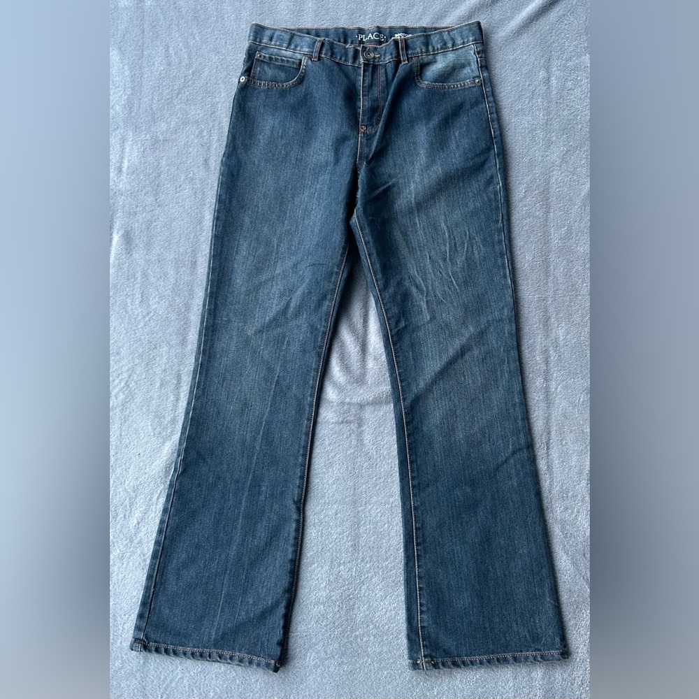The Children’s Place Boys‎ Dark Blue Denim Bootcut Jeans Size 18 Husky